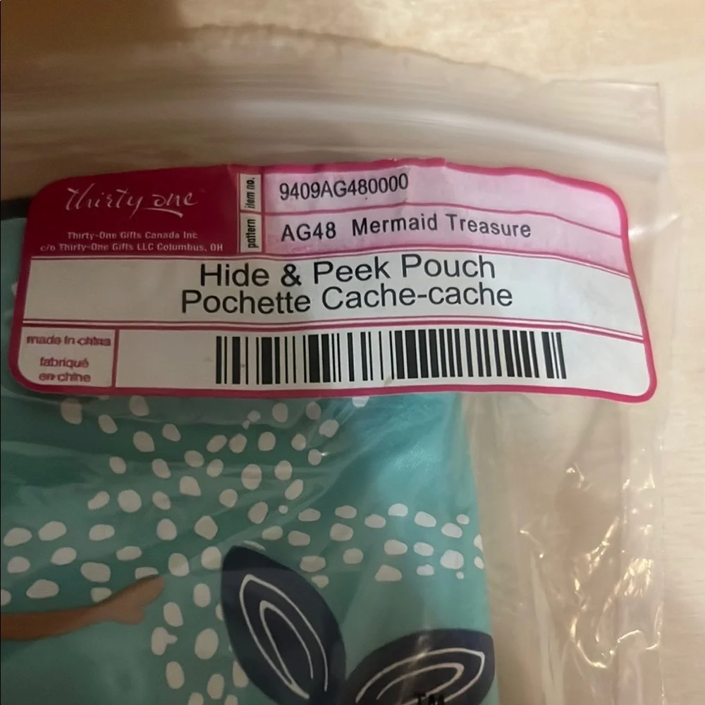 Thirty-One Teal Mermaid Hide & Peek Pouch